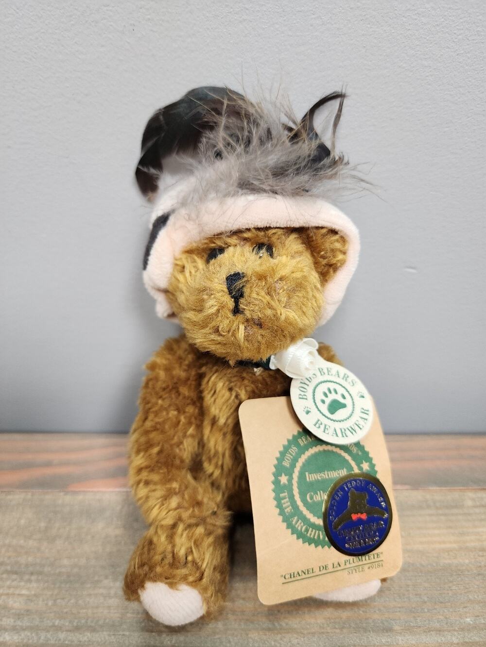Boyds Bear Chanel de la Plumtete Plush Bear With Feathered Hat W Tags